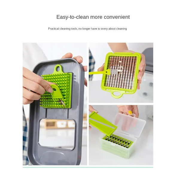 Tocator de Legume Manual, 22 in 1, AT PERFORMANCE®, Inox/ABS, Cu Maner, Verde/Gri